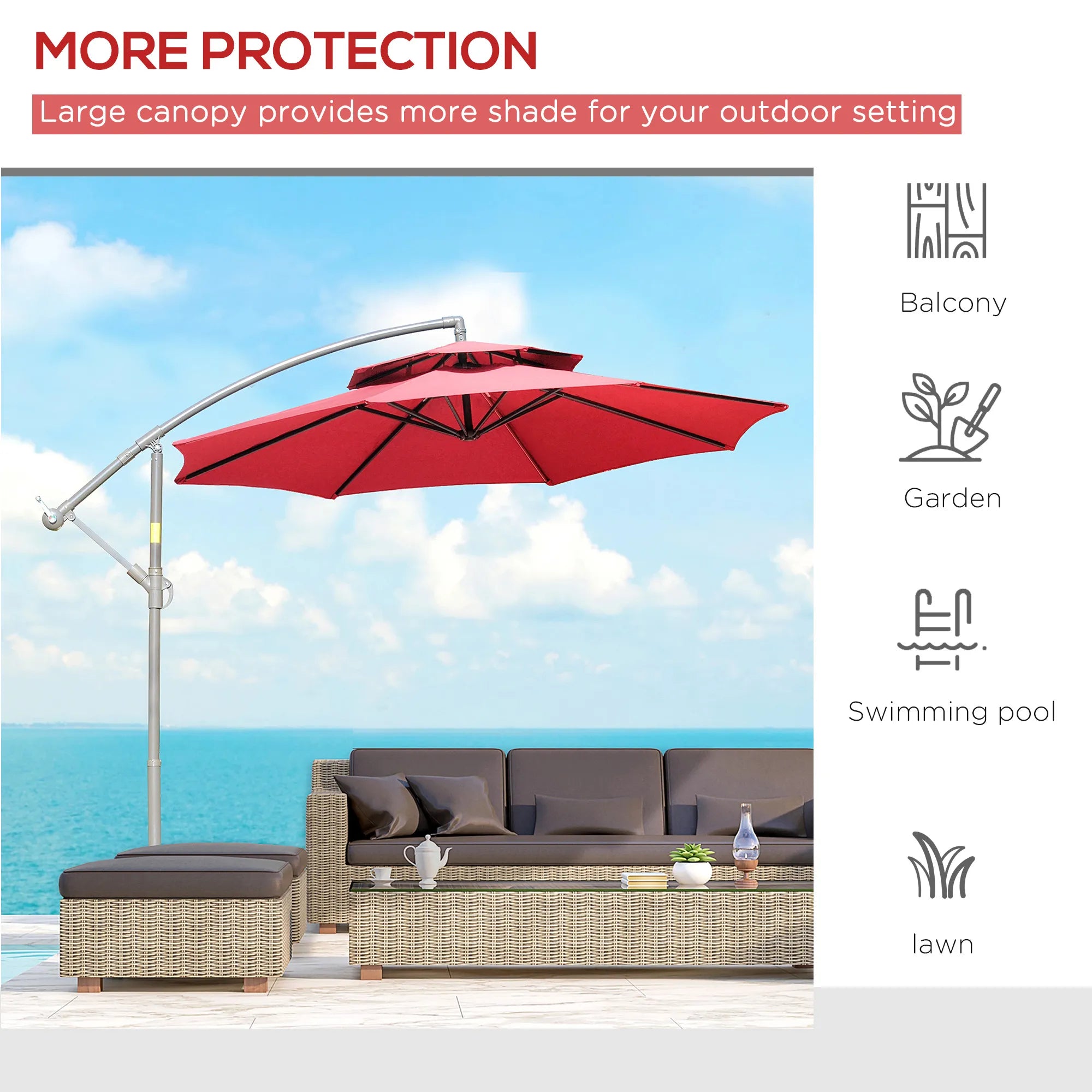 9' 2-Tier Cantilever Umbrella with Crank Handle