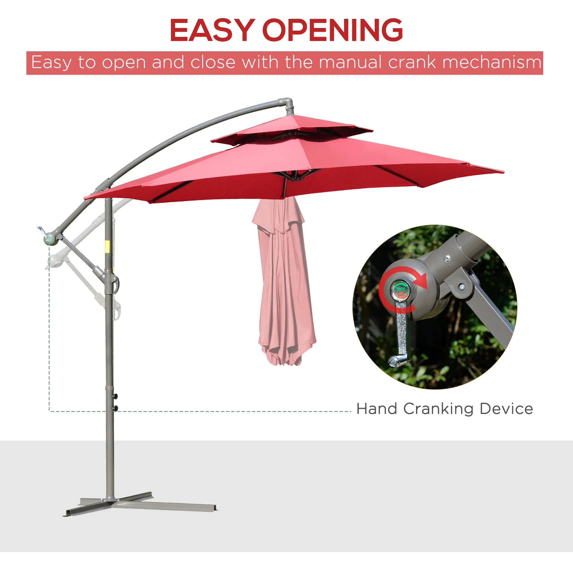 9' 2-Tier Cantilever Umbrella with Crank Handle