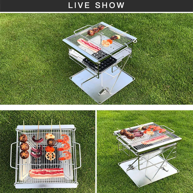 Stainless Steel Folding Fire Table Barbecue Oven