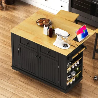 Large Kitchen Island With 2 Bar Stools